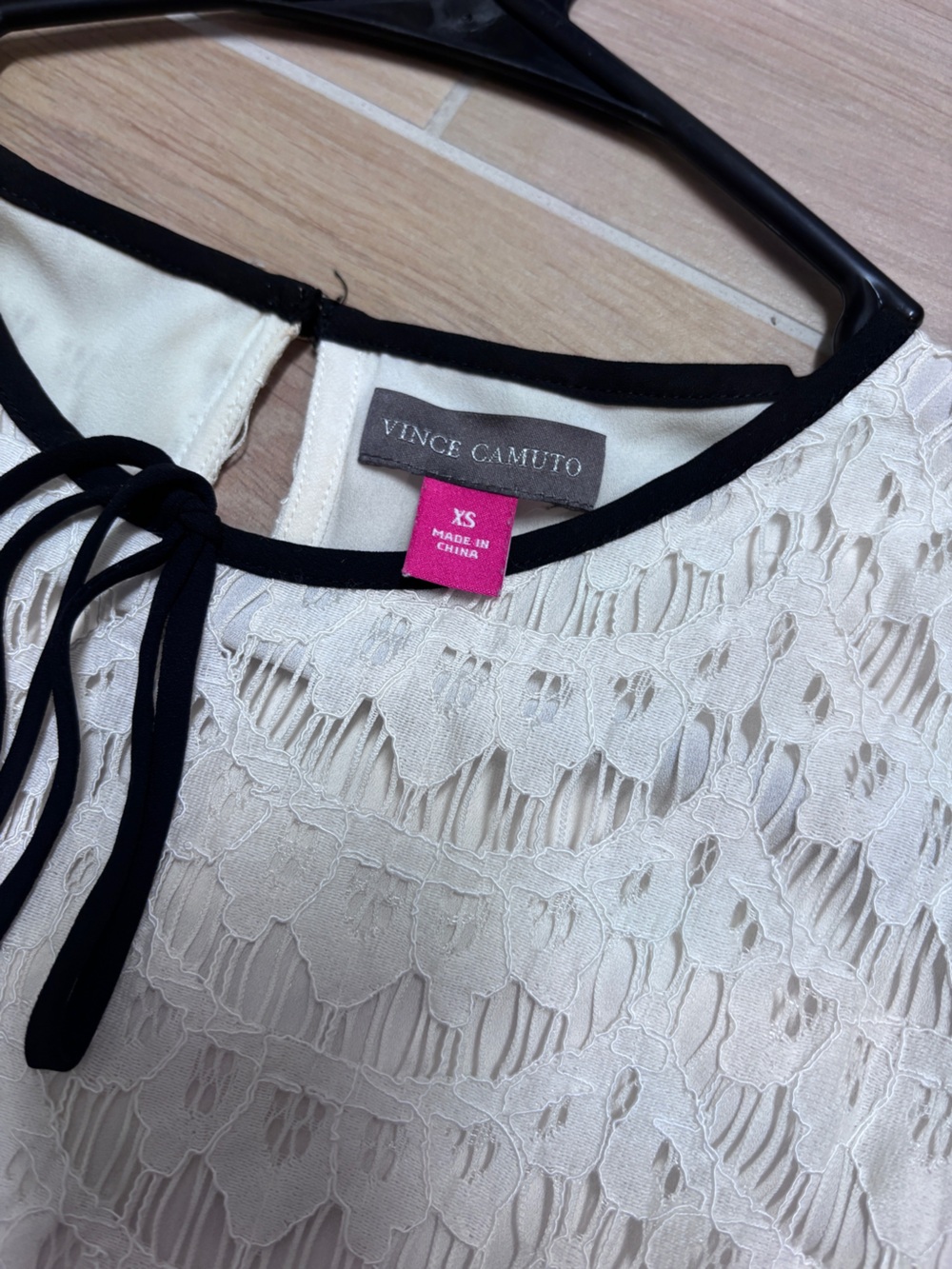 Vince Camuto Ivory Lace Tank with Black Trim